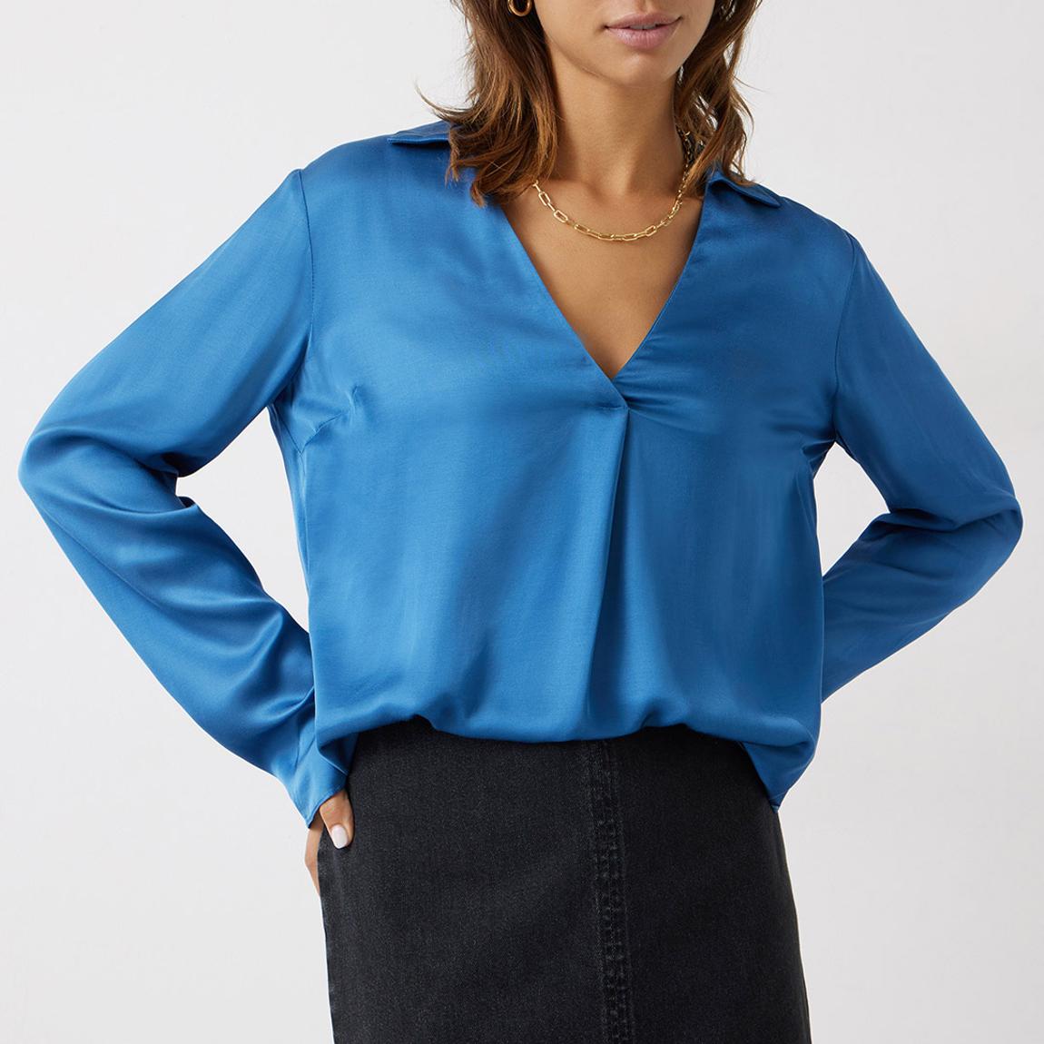 Blue Nadia Satin Blouse main product photo