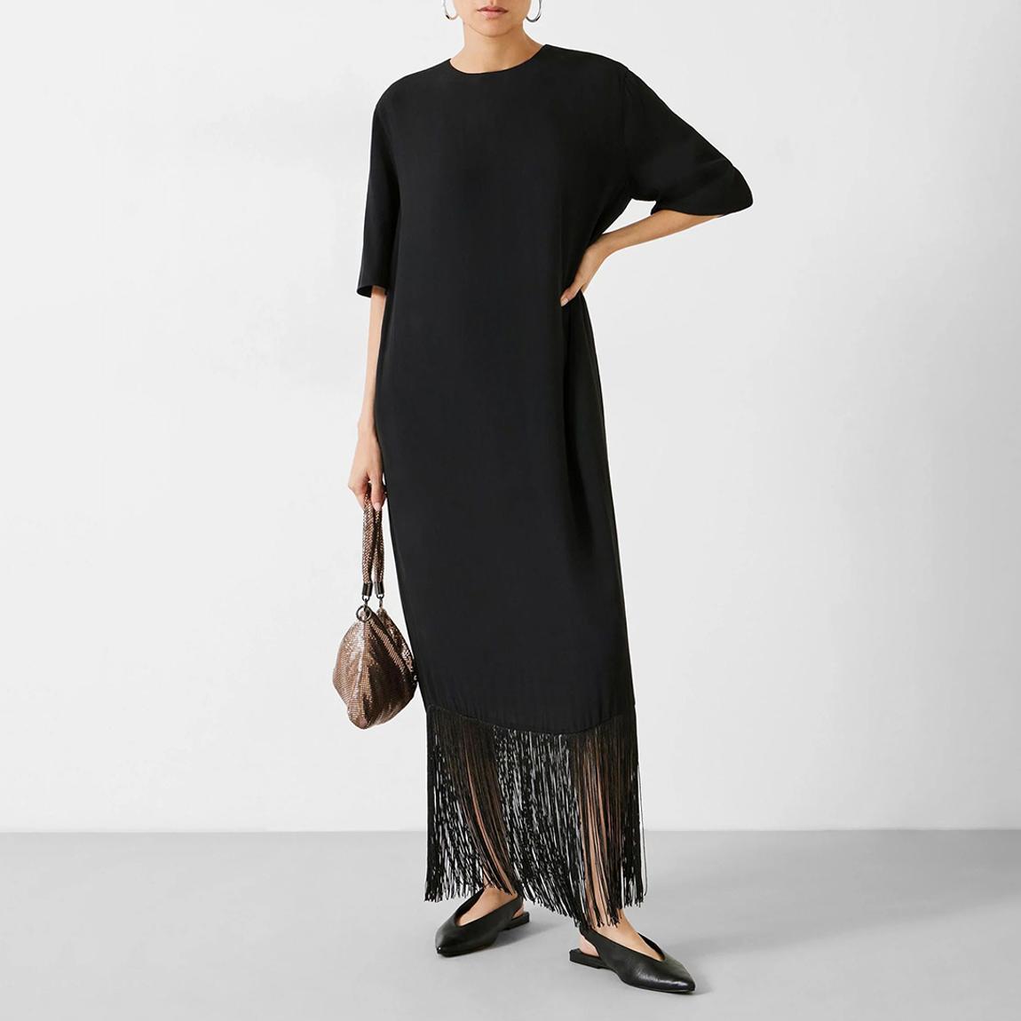 Black Hailey Fringe Midi Dress main product photo