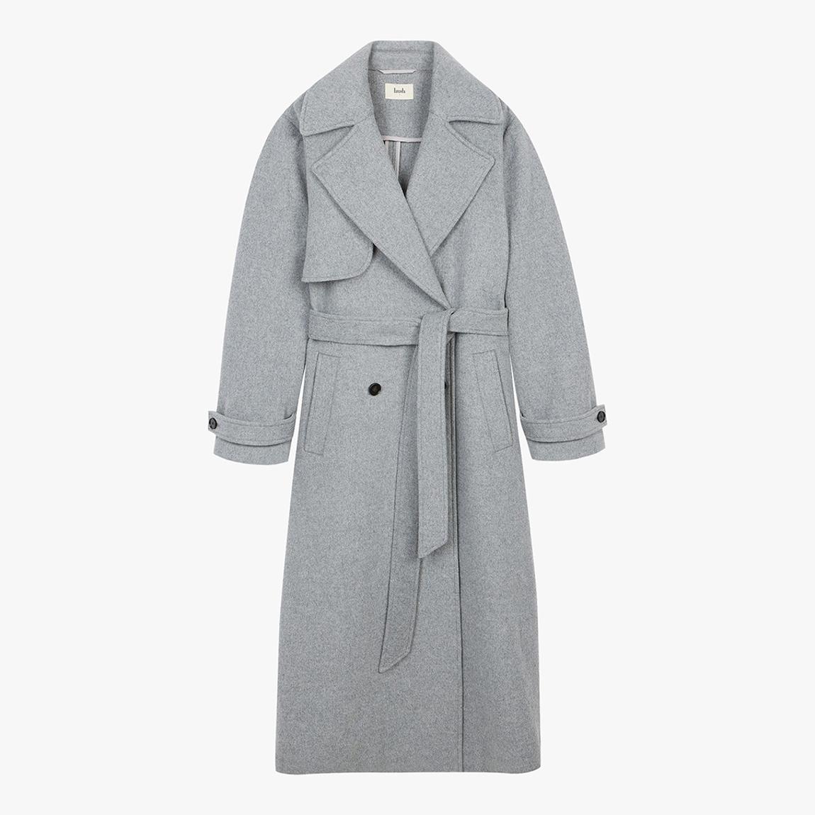 Grey Wool Blend Belted Trench Coat main product photo