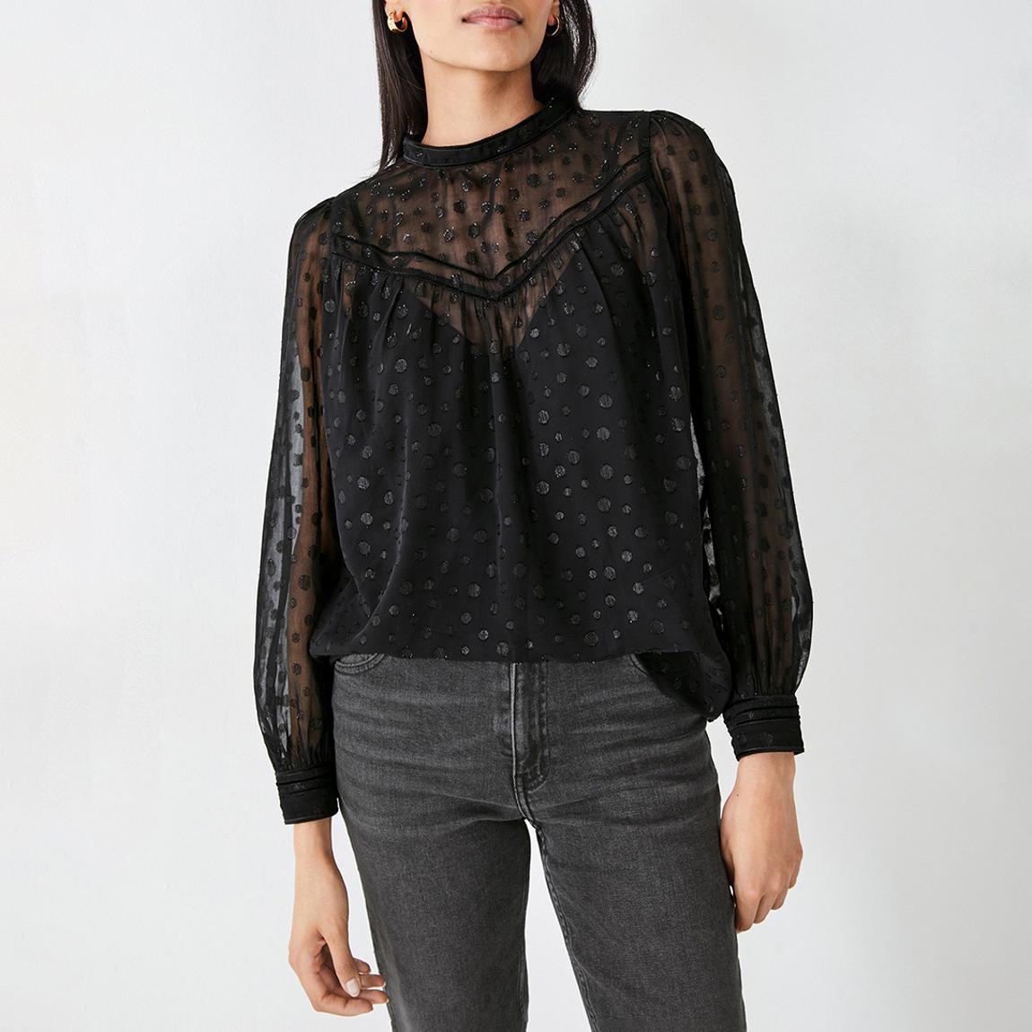 Black Melody Jacquard Blouse main product photo