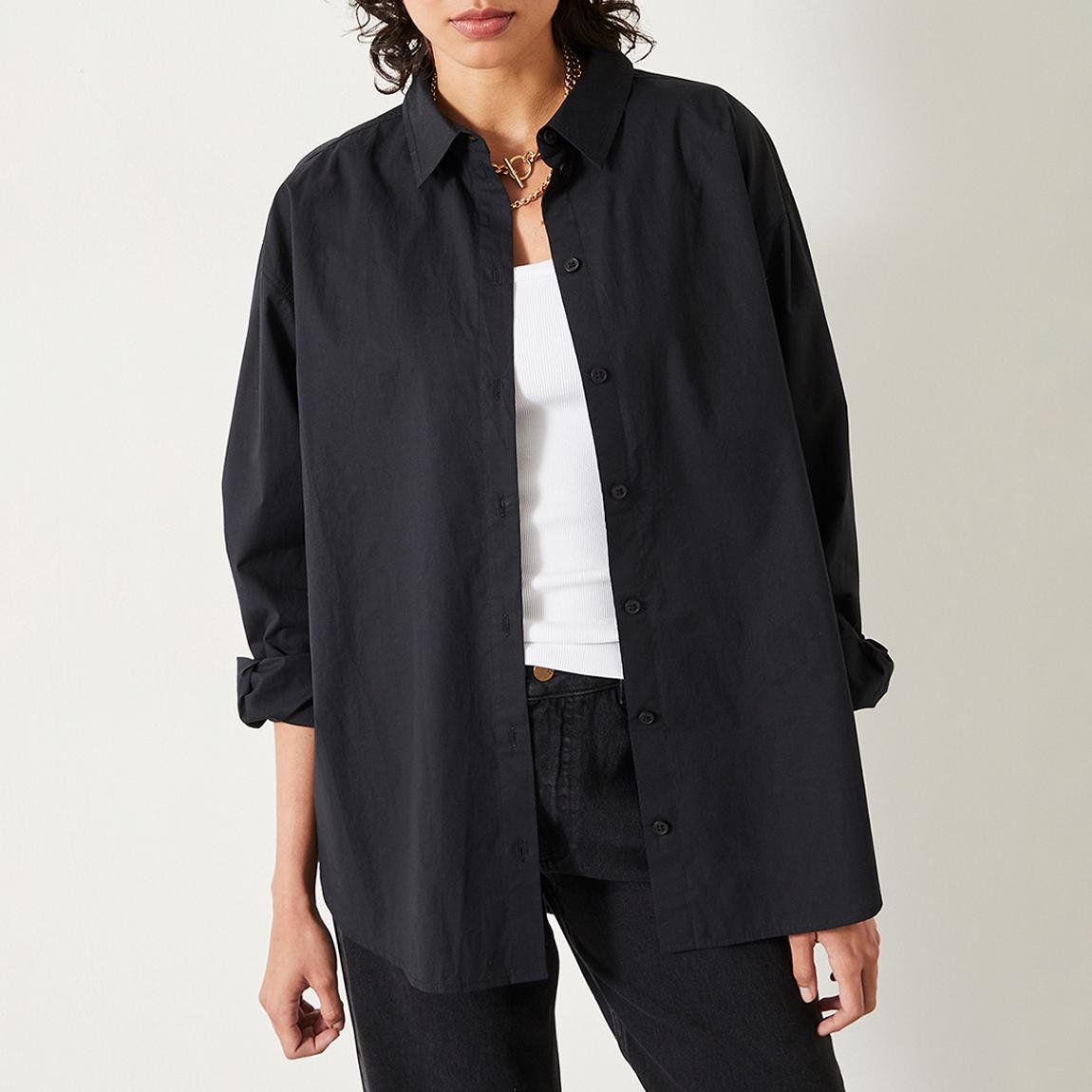 Black Pia Oversized Cotton Shirt main product photo