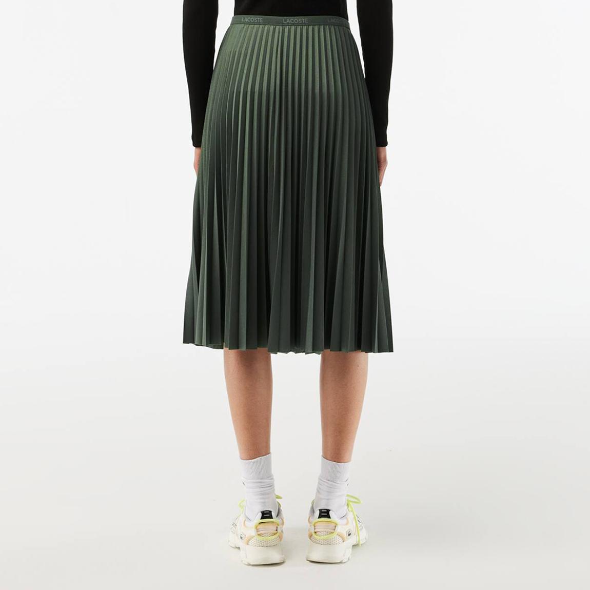 Dark Green Pleated Midi Skirt main product photo