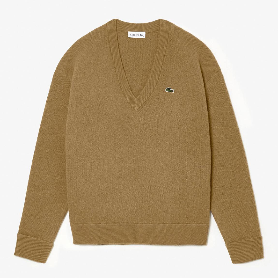 Beige V-Neck Wool Jumper main product photo