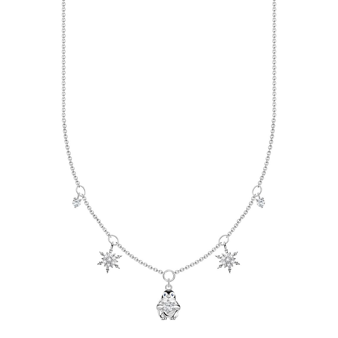 Black Sterling Silver Penguin And Snowflakes Necklace main product photo
