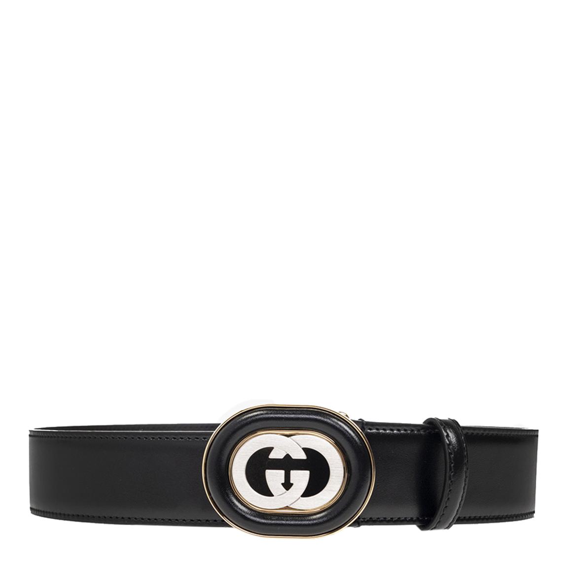 Black Interlocking G Quilted Leather Belt main product photo