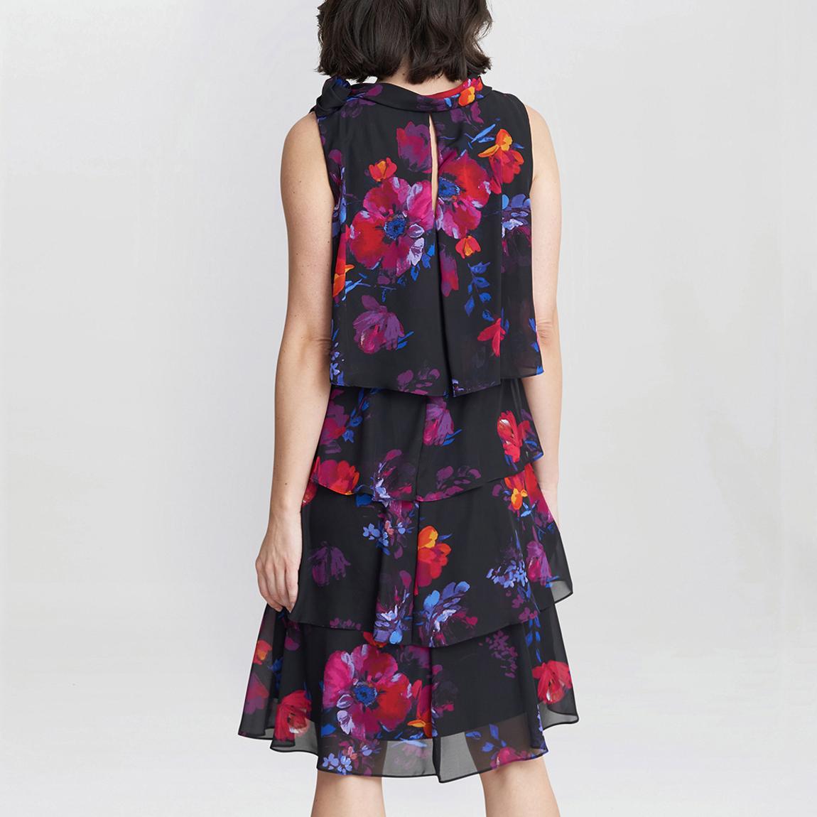 Black Neesha Sleeveless Printed Tiered Dress main product photo