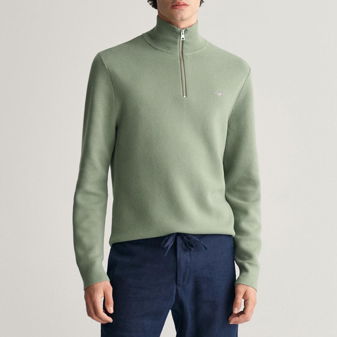 Green Milano Half Zip Cotton Jumper main product photo