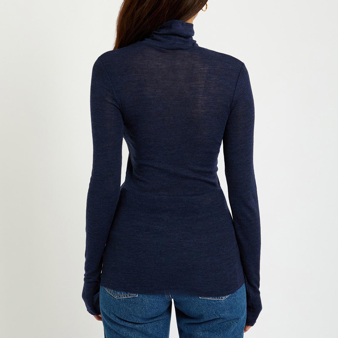 Navy Ninja Roll Neck Wool Top main product photo