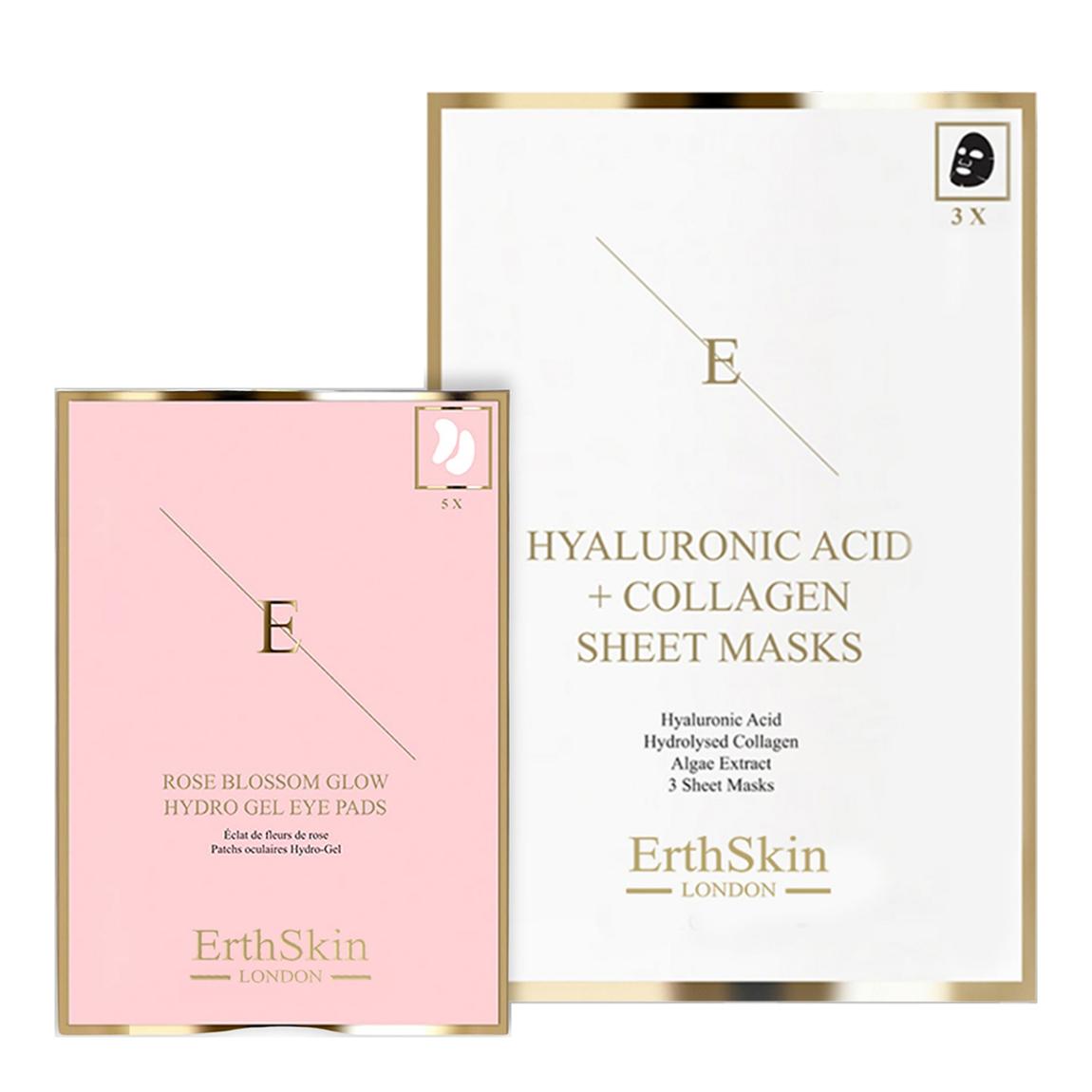 Hyaluronic Acid &Amp;Amp; Collagen Mask - 3 Sheets + Rose Blossom Glow Hydro-Gel Eye Pads 5 X 2 main product photo