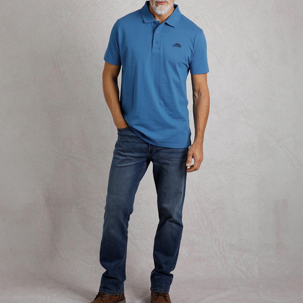 Blue Giles Pique Cotton Polo main product photo