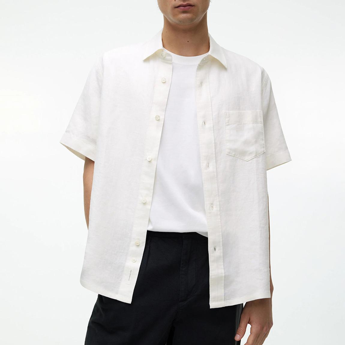 Men's White Short Collared Shirt main product photo