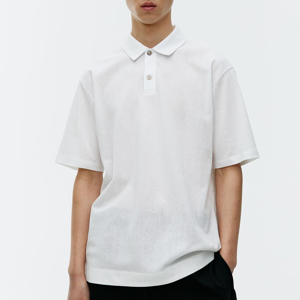 Men's White Close Mesh Polo main product photo