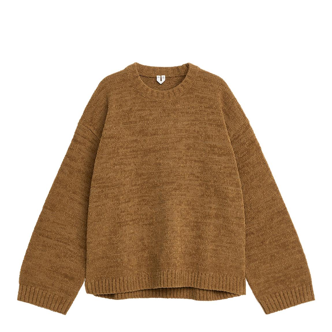 Brown Relaxed Knit Cotton Blend Jumper main product photo