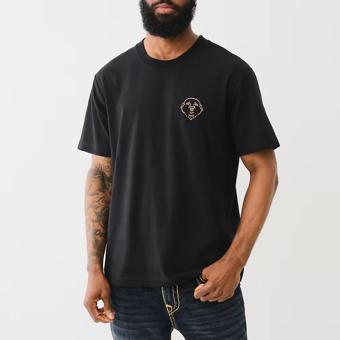Black Give A Damn Flock Cotton T-Shirt main product photo