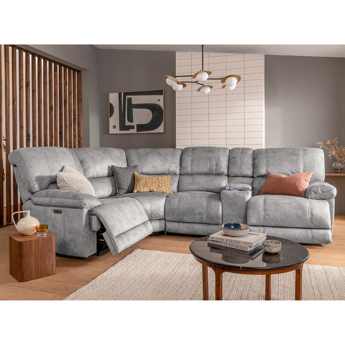 Atlanta 4 Seater Corner Sofa Console Unit, Silver main product photo