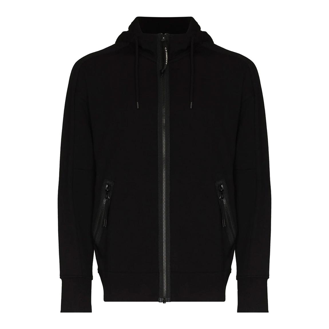 Black Drawstring Cotton Zip Up Hoodie main product photo
