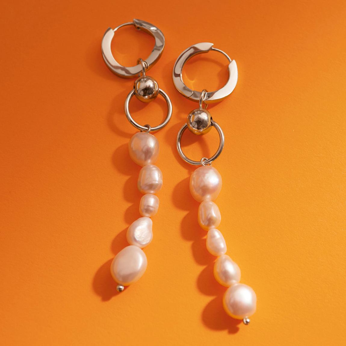 Silver Pearl Drop Earrings main product photo