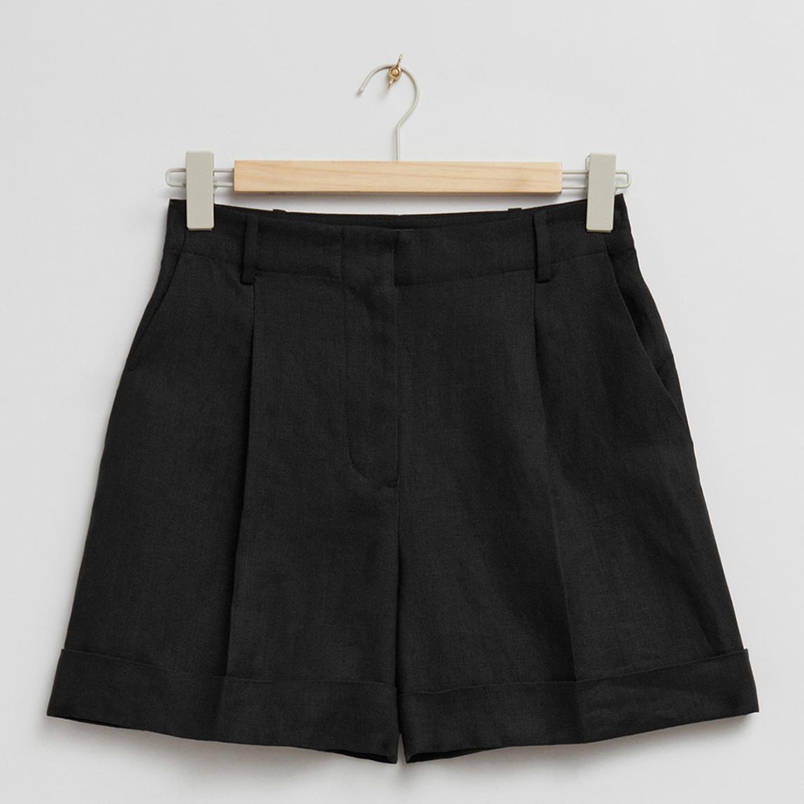 Black Linen Wide Leg Short main product photo