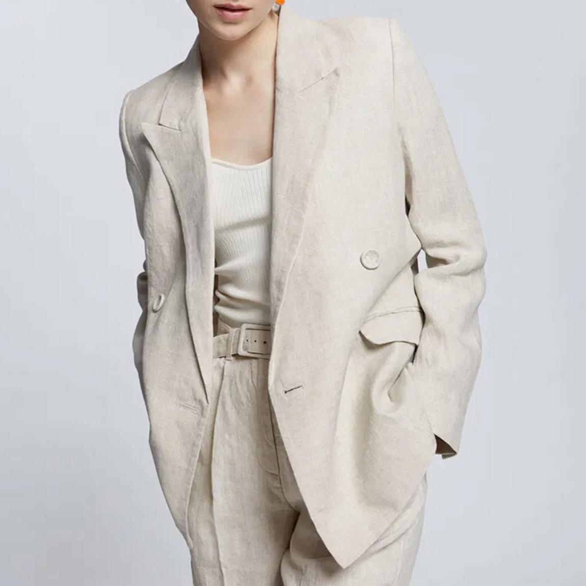 Ecru Tailored Linen Blazer main product photo