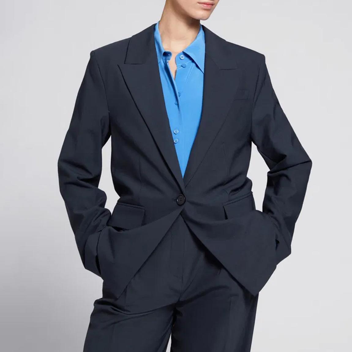 Navy Wool Blend Relaxed Tailored Blazer main product photo
