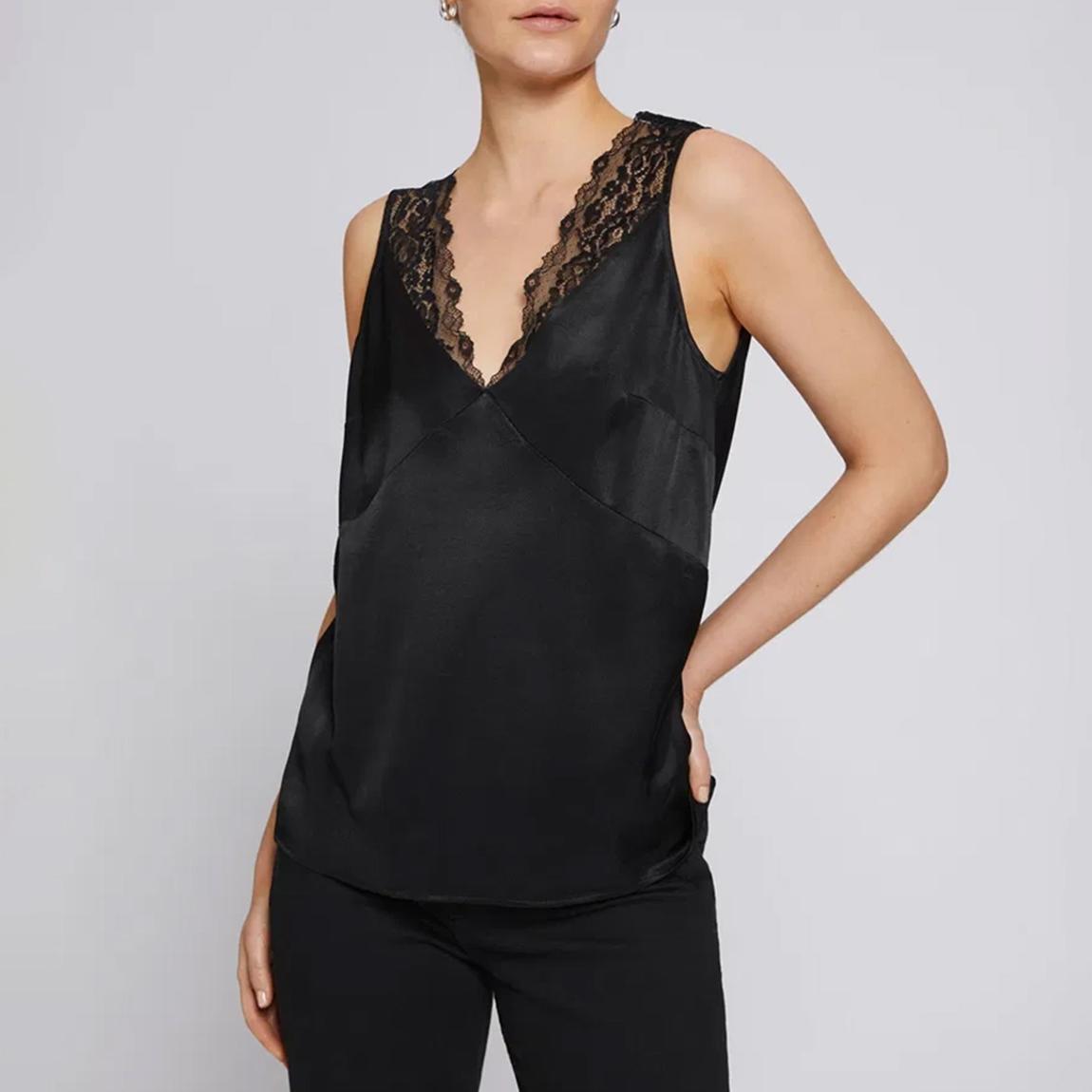 Black Lace Sleeveless Blouse main product photo