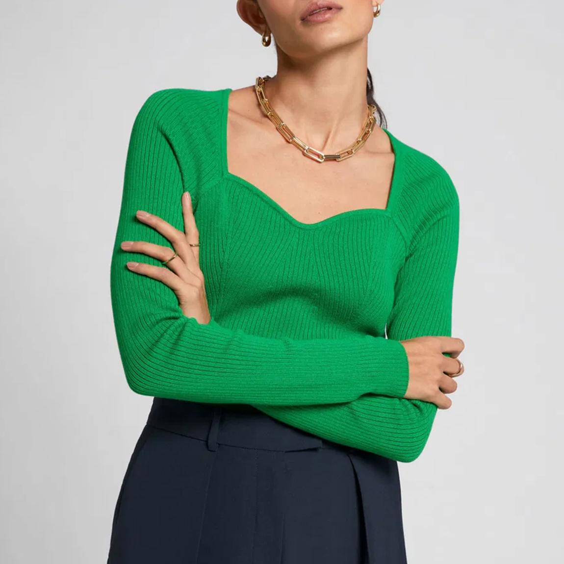 Green Wool Blend Bustier Top main product photo