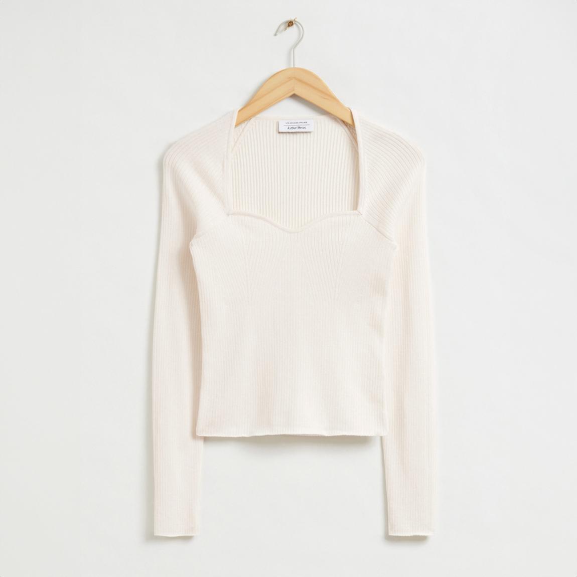 White Wool Blend Bustier Top main product photo