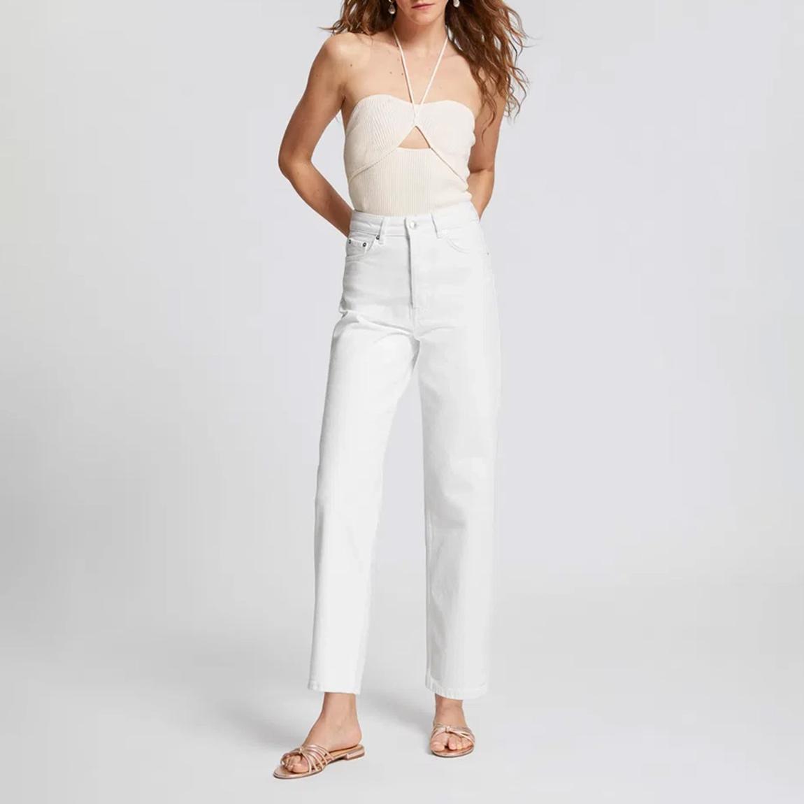 Cream Ribbed Halterneck Bustier Top main product photo