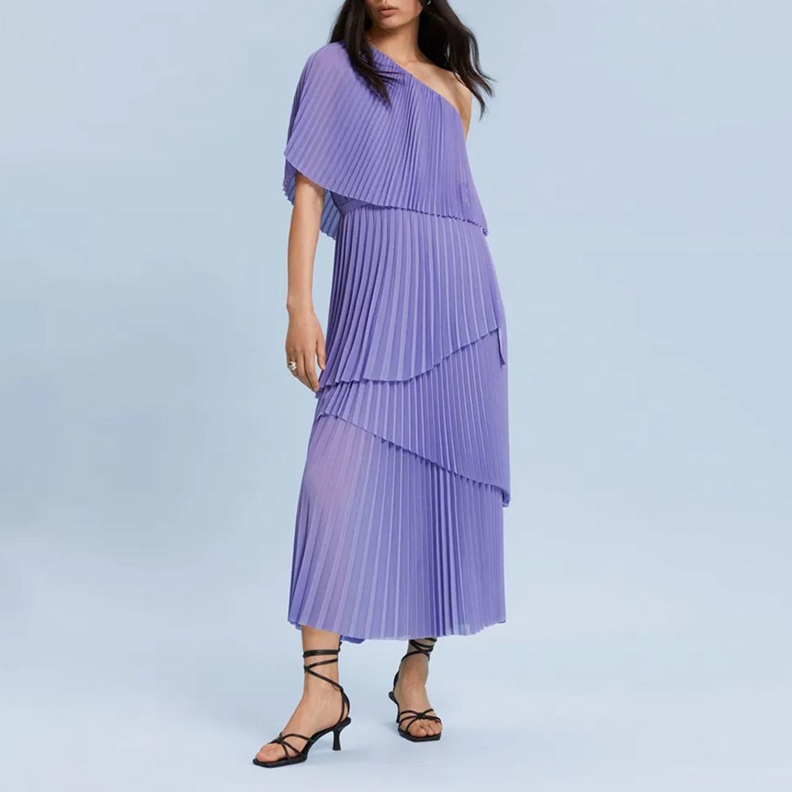 strapless open back dress Maya Purple Embellished Long Sleeve Tiered Maxi Dress – Maya Deluxe main image 1