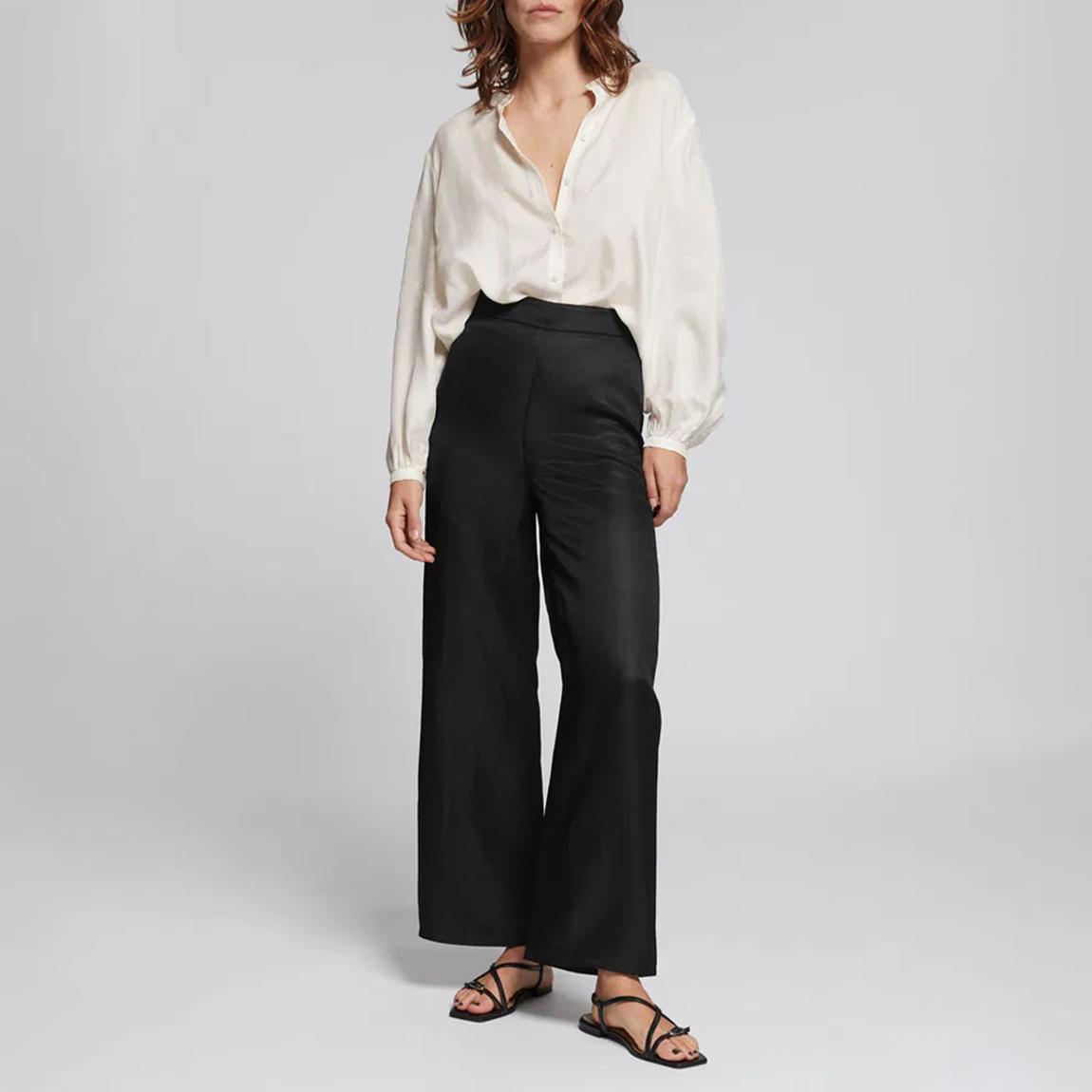 Black Tailored Fit Linen Trousers main product photo