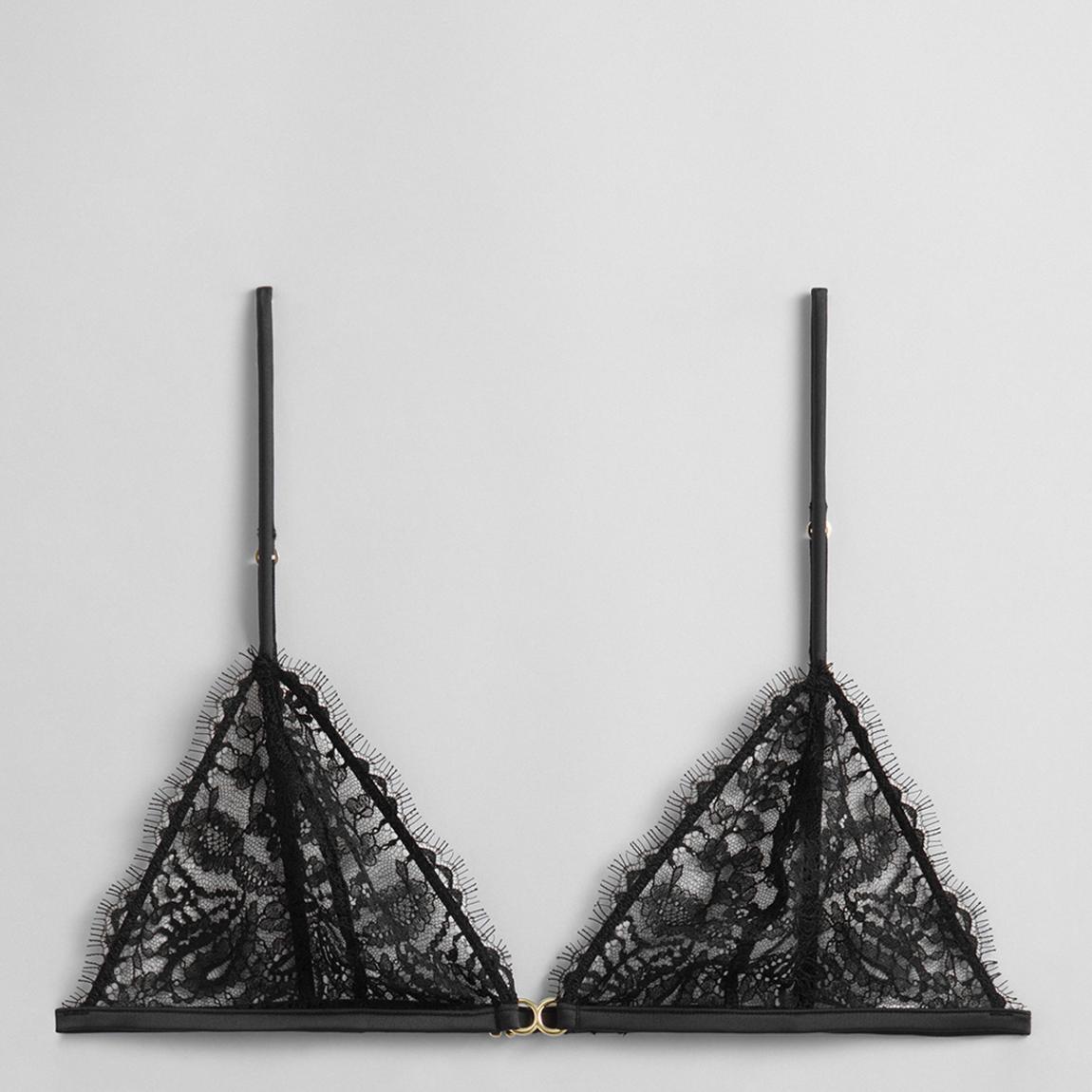 Black Lace Skinny Strap Bralette main product photo