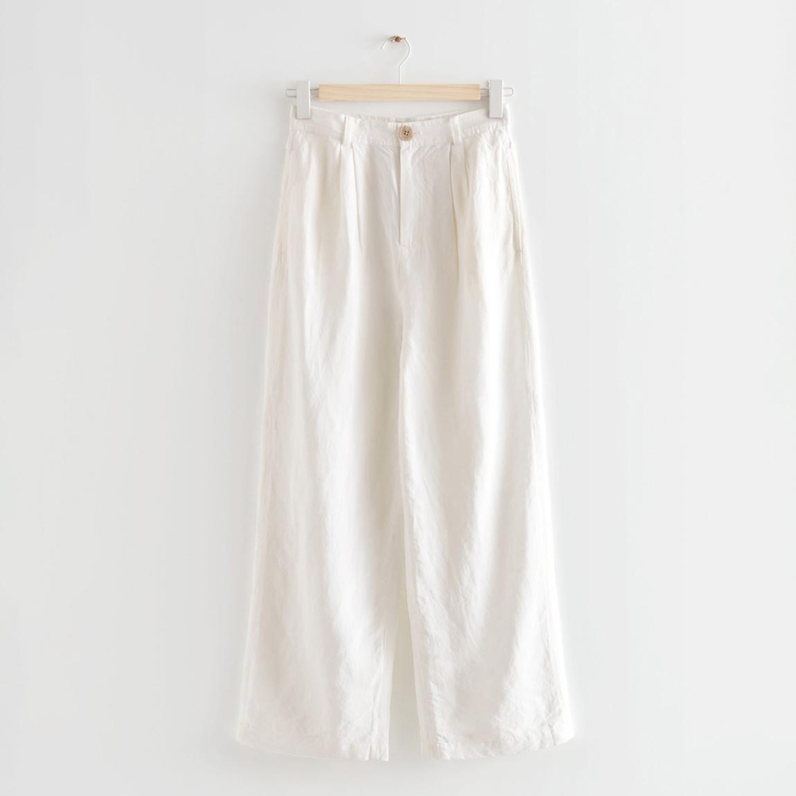 White High Waisted Linen Blend Trouser main product photo