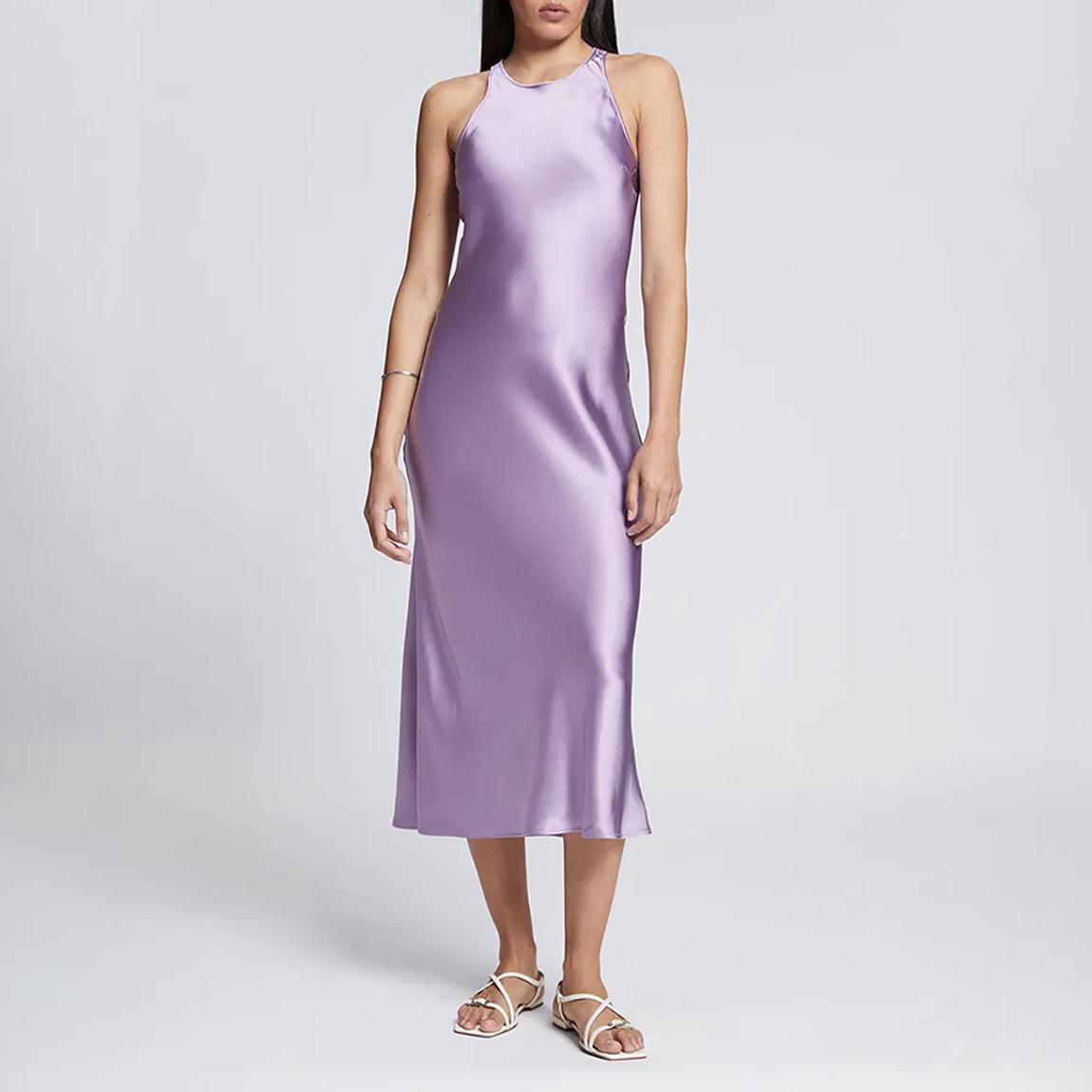 & Other Stories Purple Satin Sleeveless Midi Dress - BrandAlley