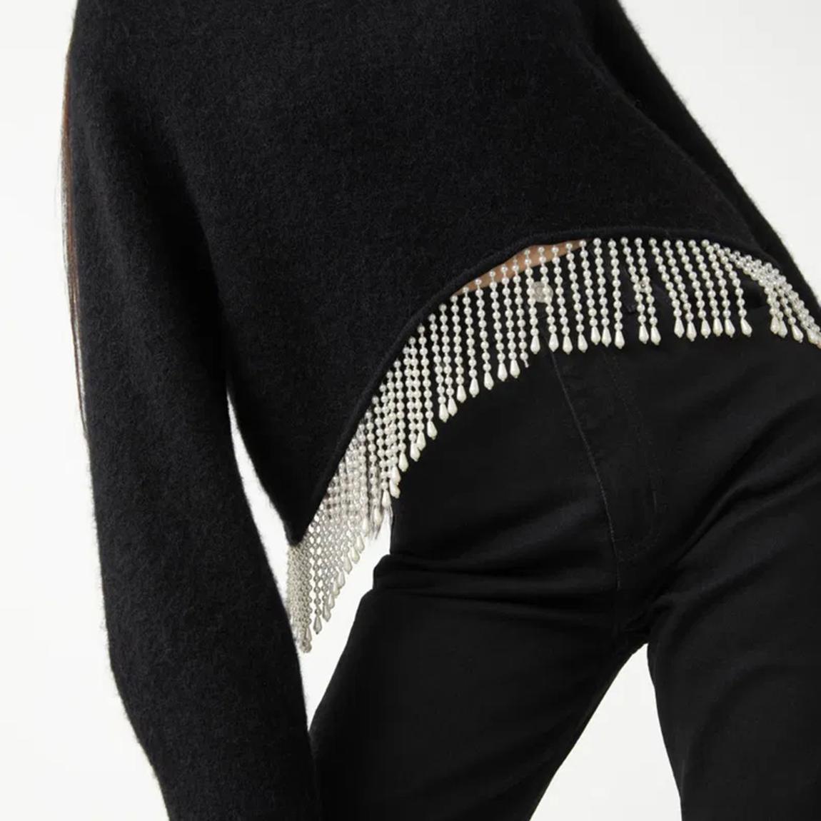 Black Pearl Fringed Wool Blend Jumper main product photo