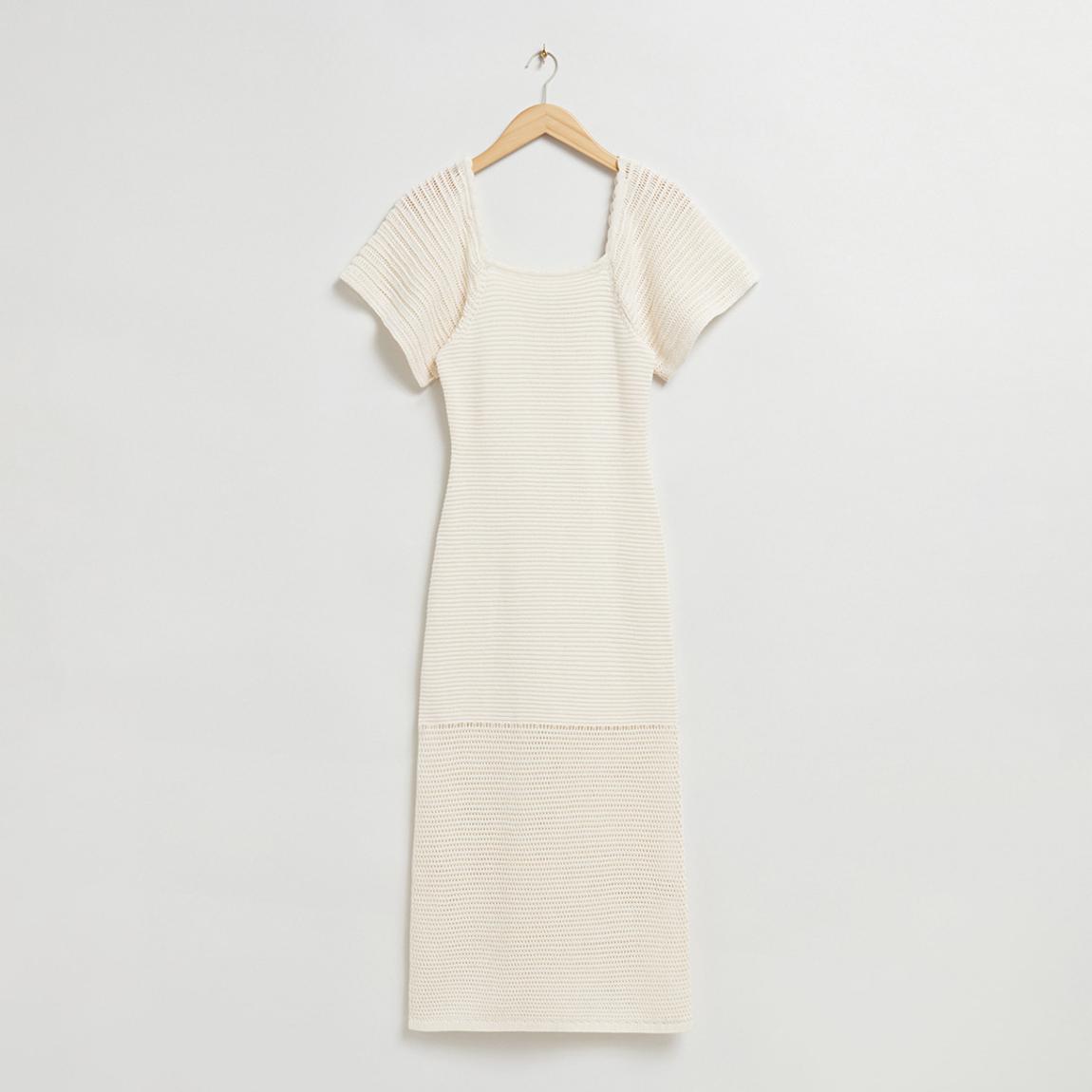 Ivory Oversized Sleeve Knit Midi Dress main product photo