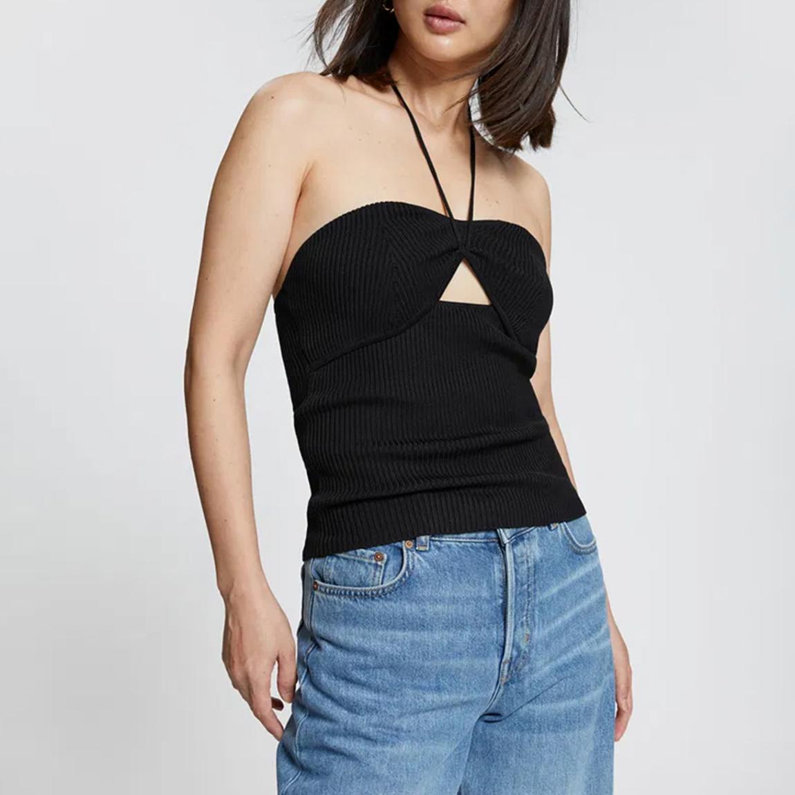 Black Strappy Halterneck Top main product photo