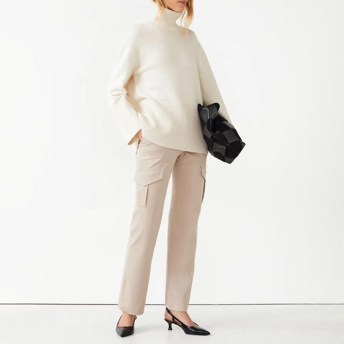 Cream Back Slit Turtleneck Jumper main product photo