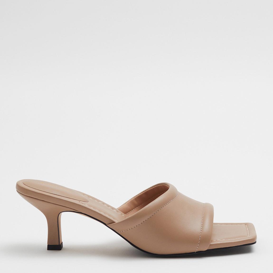 Beige Leather Kitten Heel Mule main product photo