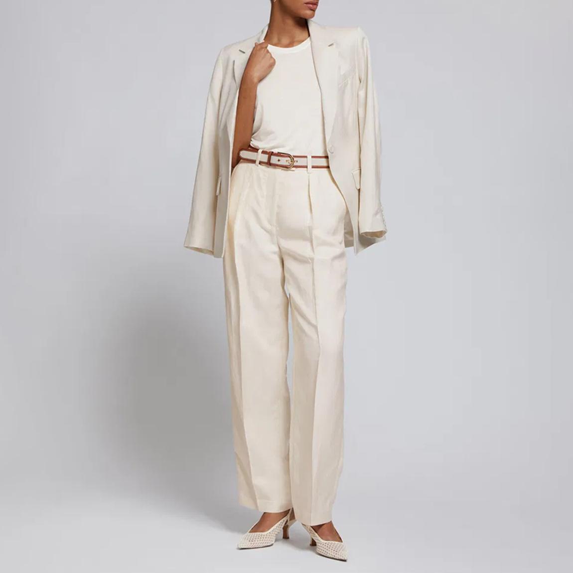 Cream Relaxed Tailored Trousers main product photo