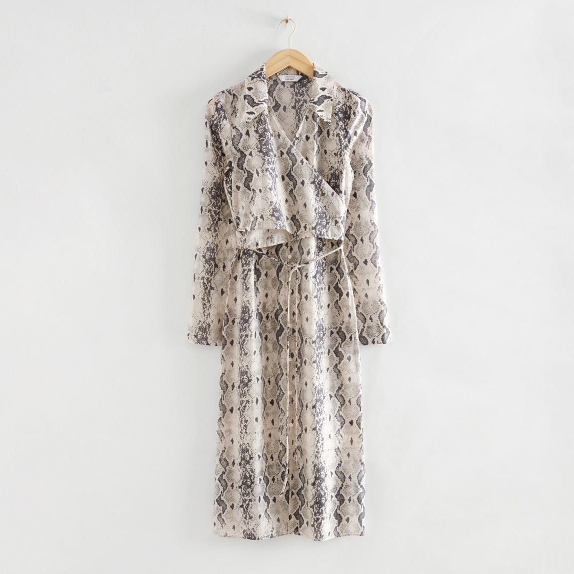 Cream Snake Wrap Shirt Midi Dress main product photo