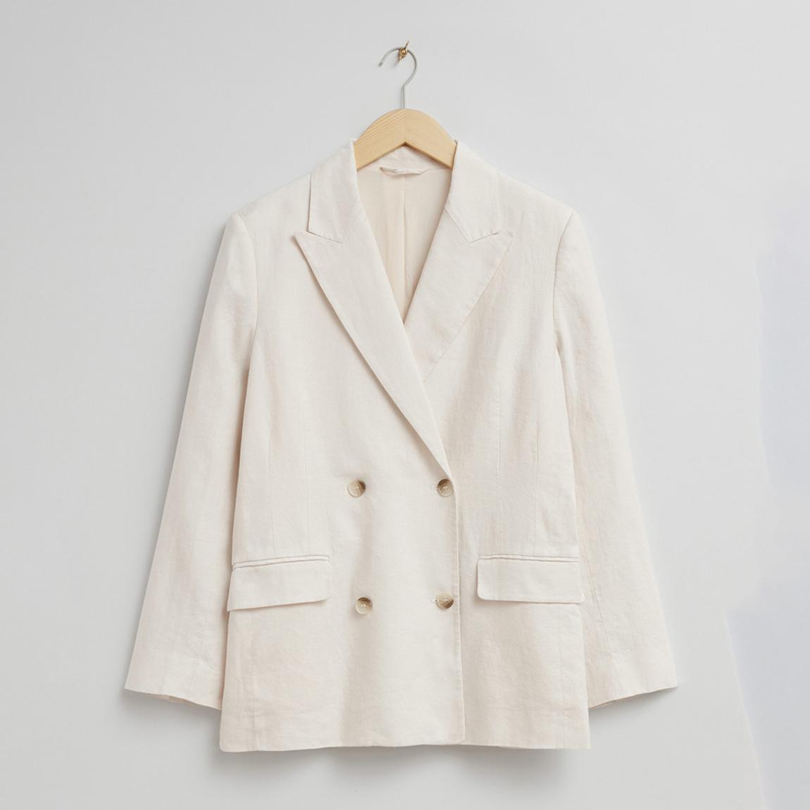 Ivory Relaxed Linen Blazer main product photo