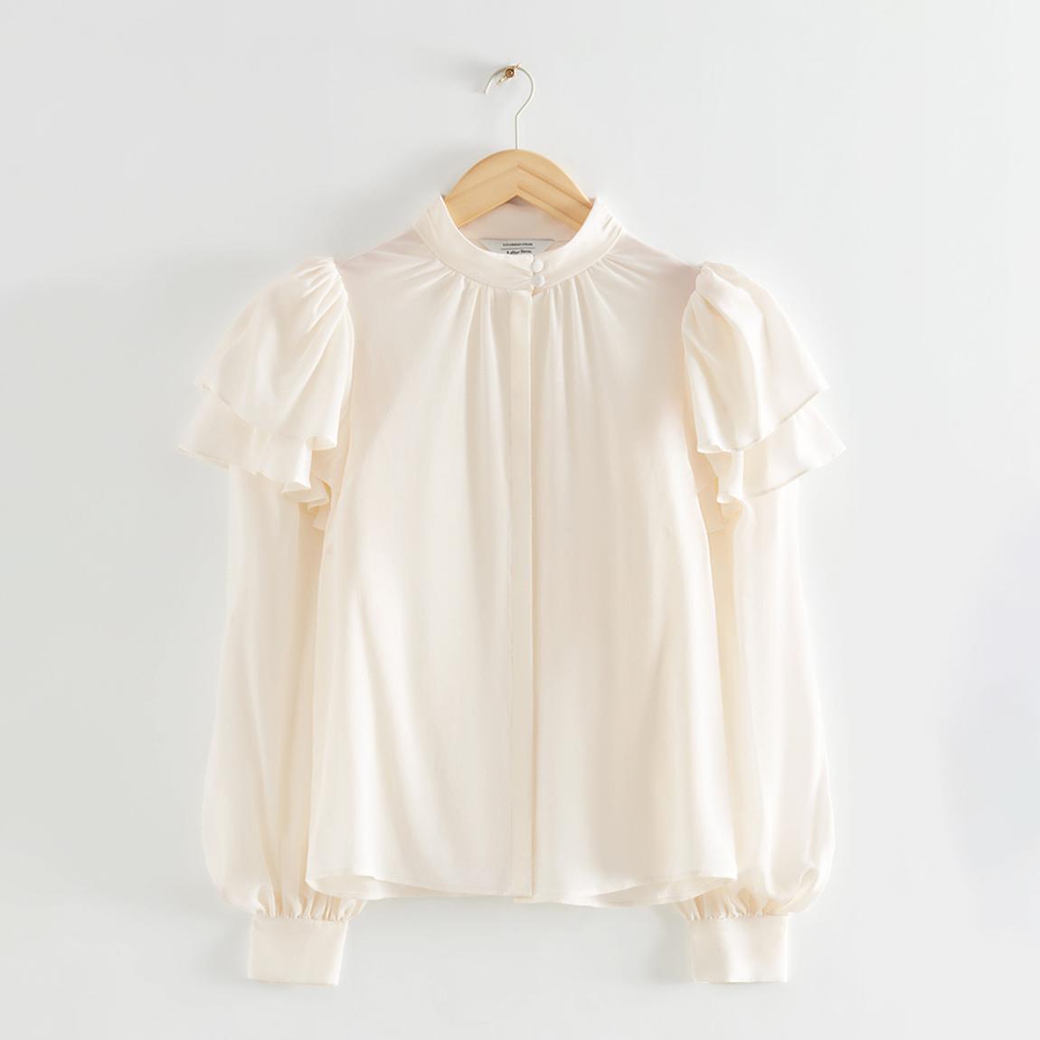 White Mulberry Silk Frill Shirt main product photo