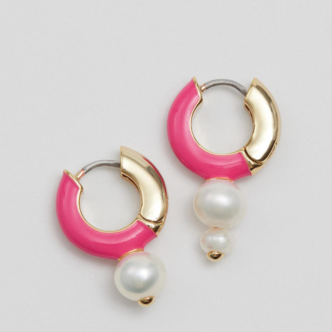 Pink/Gold Pearl Drop Earrings main product photo
