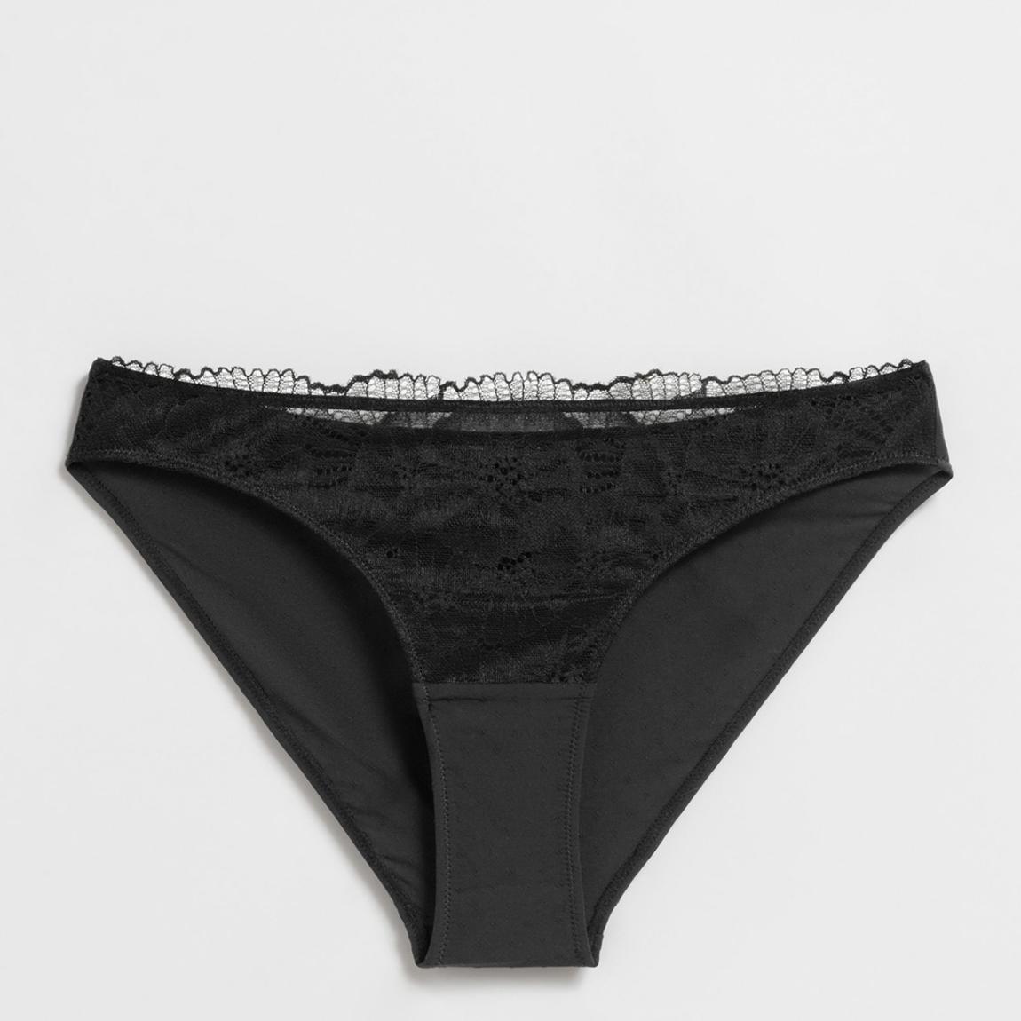 Black Semi-Sheer Lace Knickers main product photo