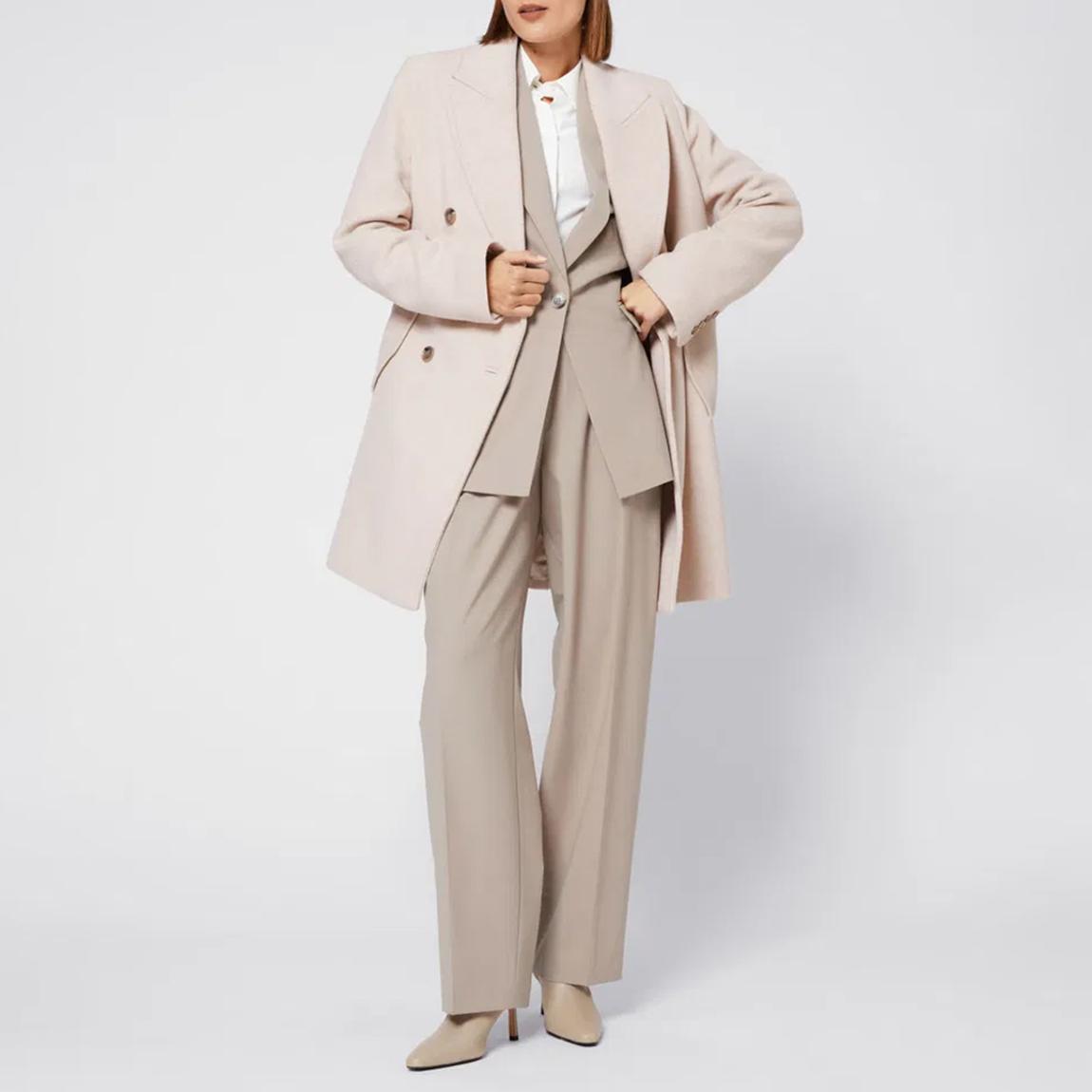 Cream Wool Blend Double Breasted Coat main product photo