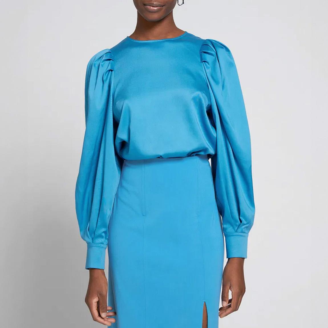Turquoise Puff Sleeve Blouse main product photo