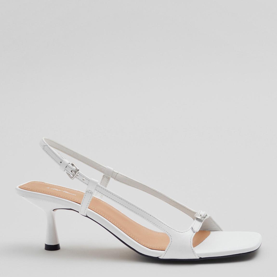White Leather Slingback Kitten Heel main product photo