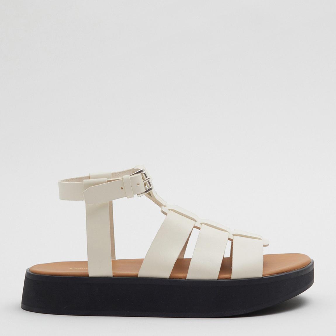 White Leather Gladiator Sandals main product photo