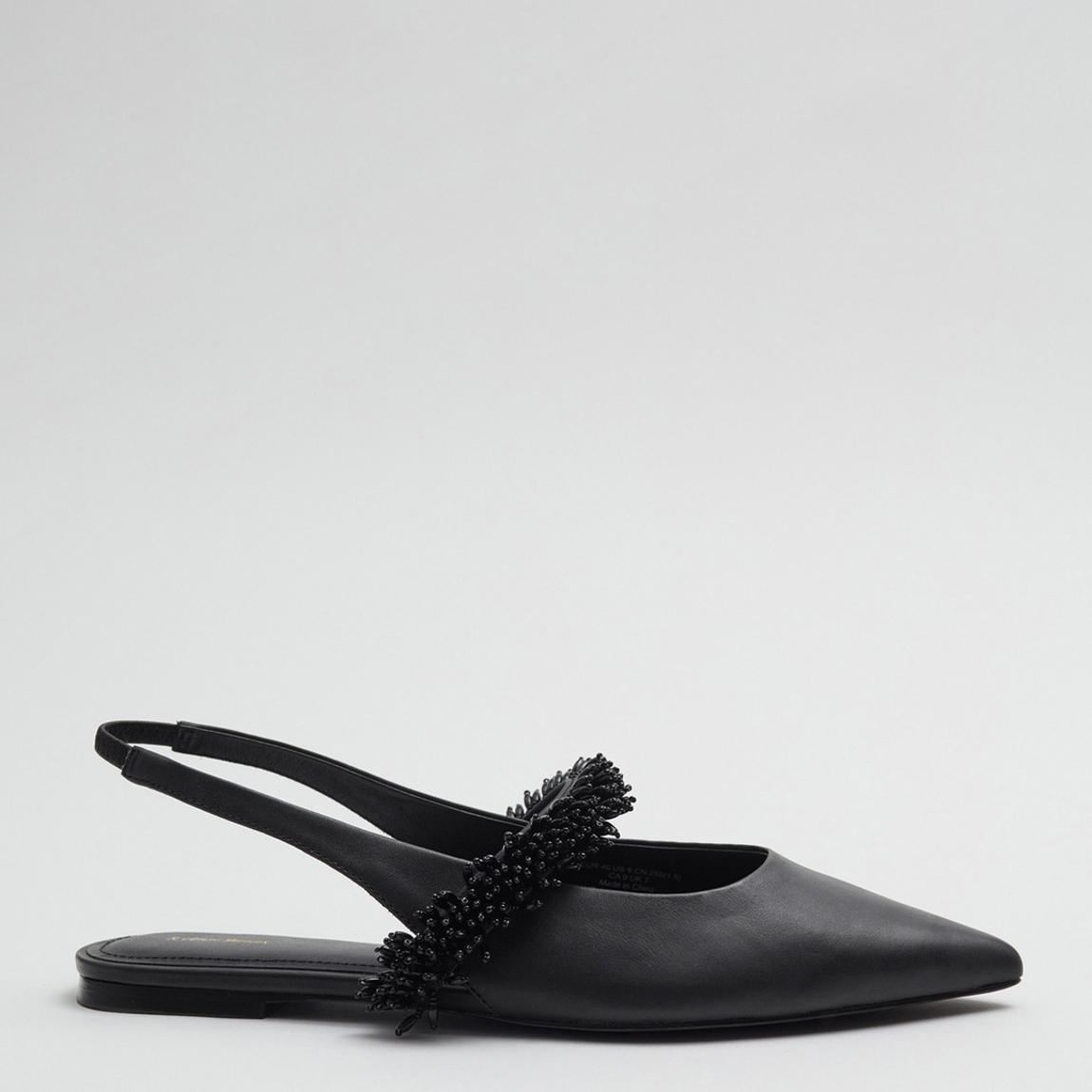 Black Leather Slingback Ballet Flats main product photo