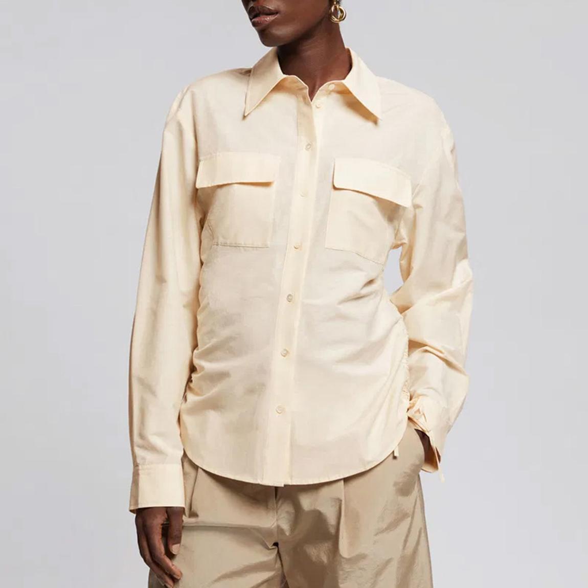 Apricot Silk Blend Gathered Drawstring Shirt main product photo